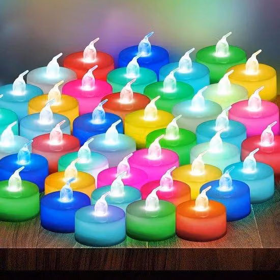 Set di 48 luci LED a forma di candela senza fiamma - 7 colori - per feste e decorazioni
