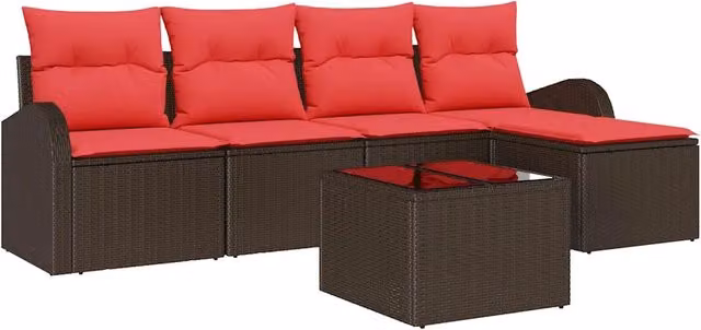 Set Divano da Giardino | Set Salotto da Giardino Marrone polyrattan