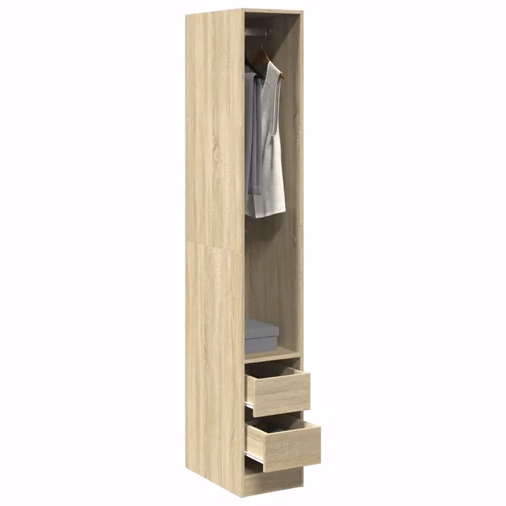 Armadio Rovere Sonoma in Legno Multistrato con Ante e Cassetti, Design Minimalista, L/P/H: 30 x 50 x 200 cm – 2