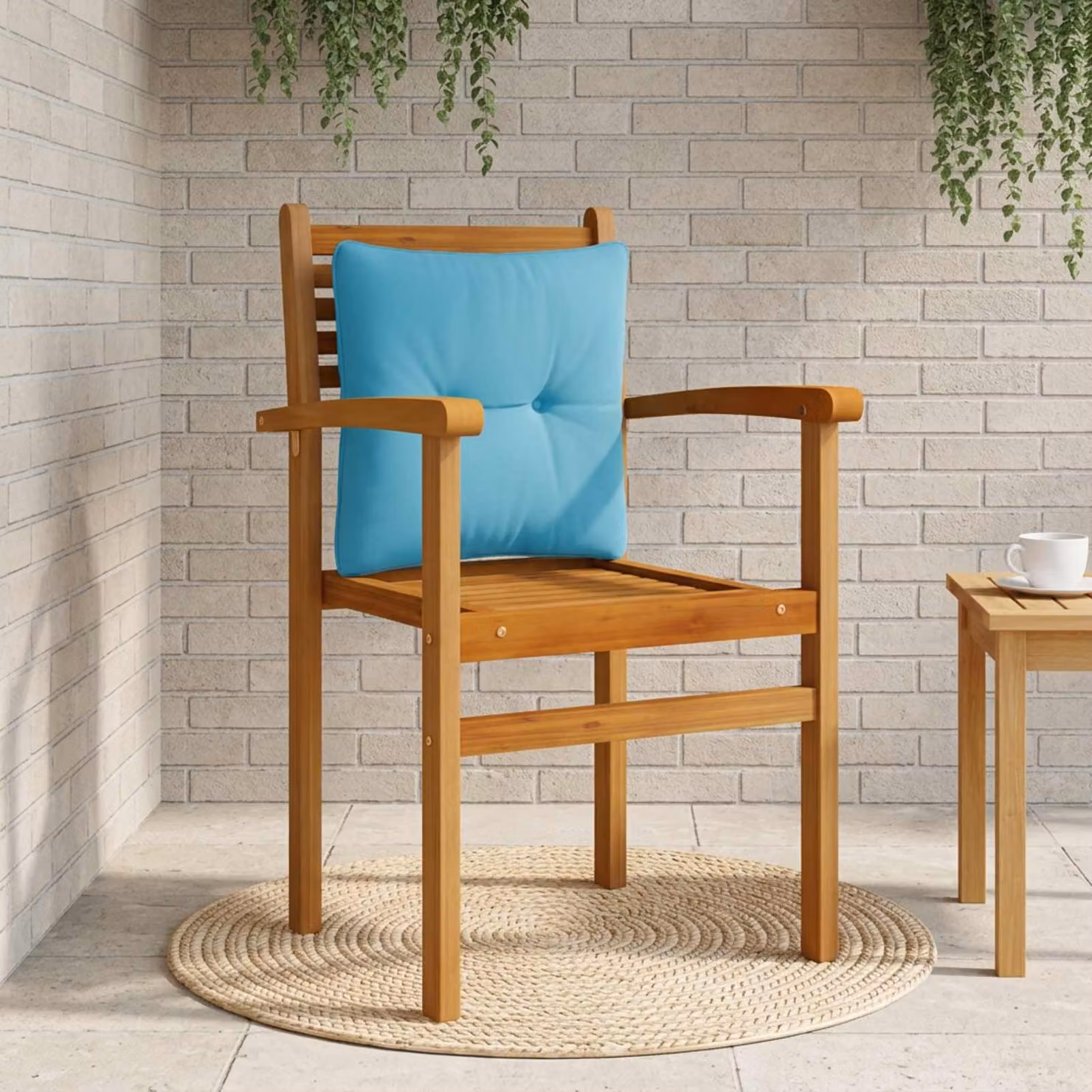 Cuscino per schienale vidaXL PUTTEN in poliestere azzurro con rivestimento rimovibile e lavabile