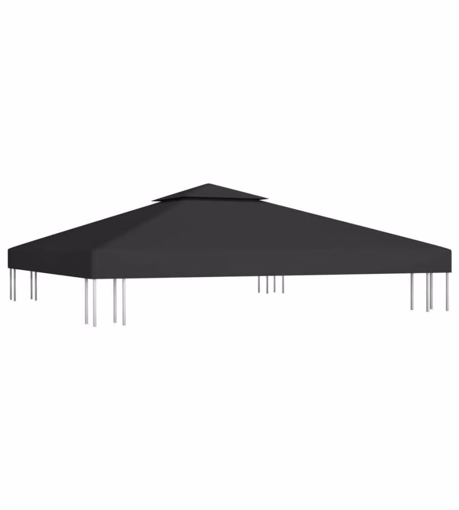 Copertura Superiore per Gazebo a 2 Strati 310 g/mq 3x3 m Nera