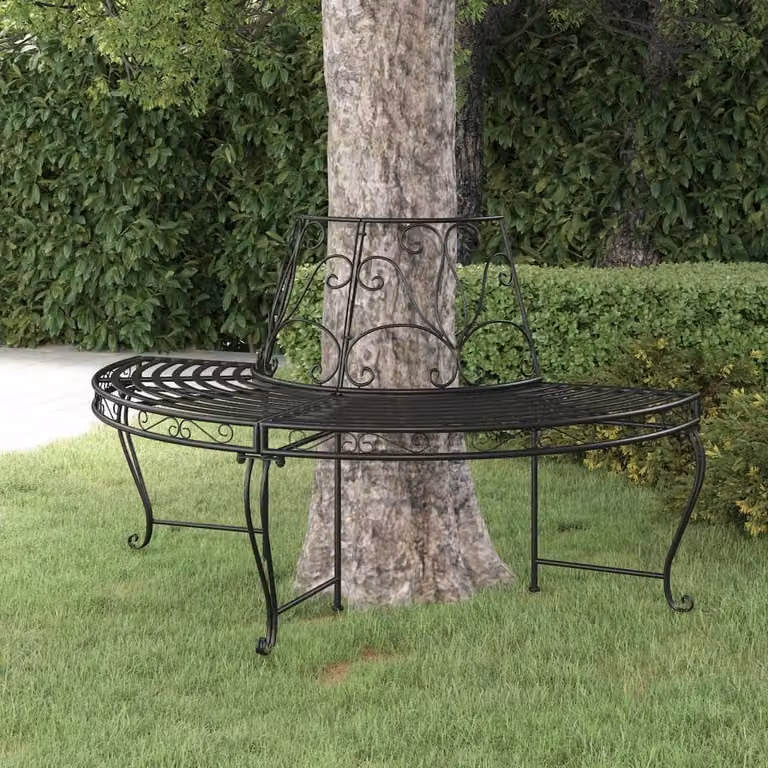 The Living Store Panca ad albero semicircolare Ø160 cm in acciaio nero