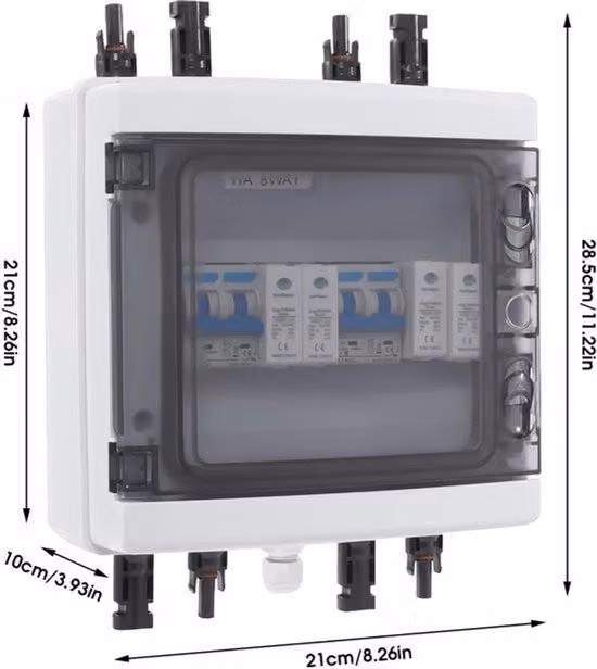 Centralina di combinazione per pannelli solari - Quadro di distribuzione da 25A con alloggiamento impermeabile IP65 e protezione contro sovratensioni DC1000V