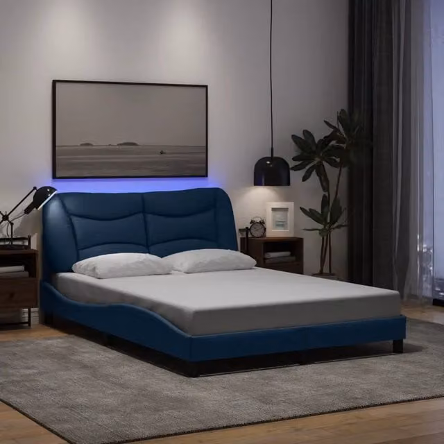 Giroletto con LED senza Materasso Hvar Blu 140x190cm in Tessuto 3213703