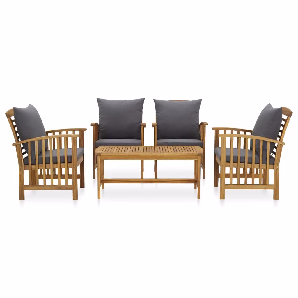 Set Divani da Giardino 5 pz con Cuscini in Massello di Acacia