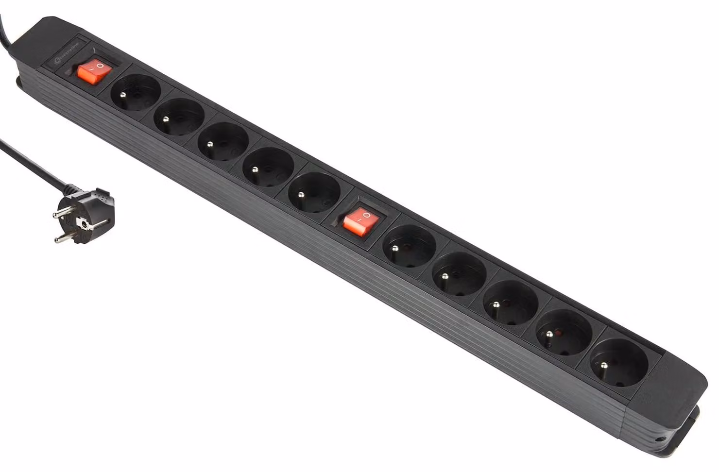 Electraline 35438, ciabatta multipresa con 10 prese, 2 interruttori e avvolgicavo
