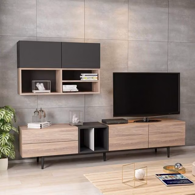 Parete attrezzata Diany 195 rovere antracite