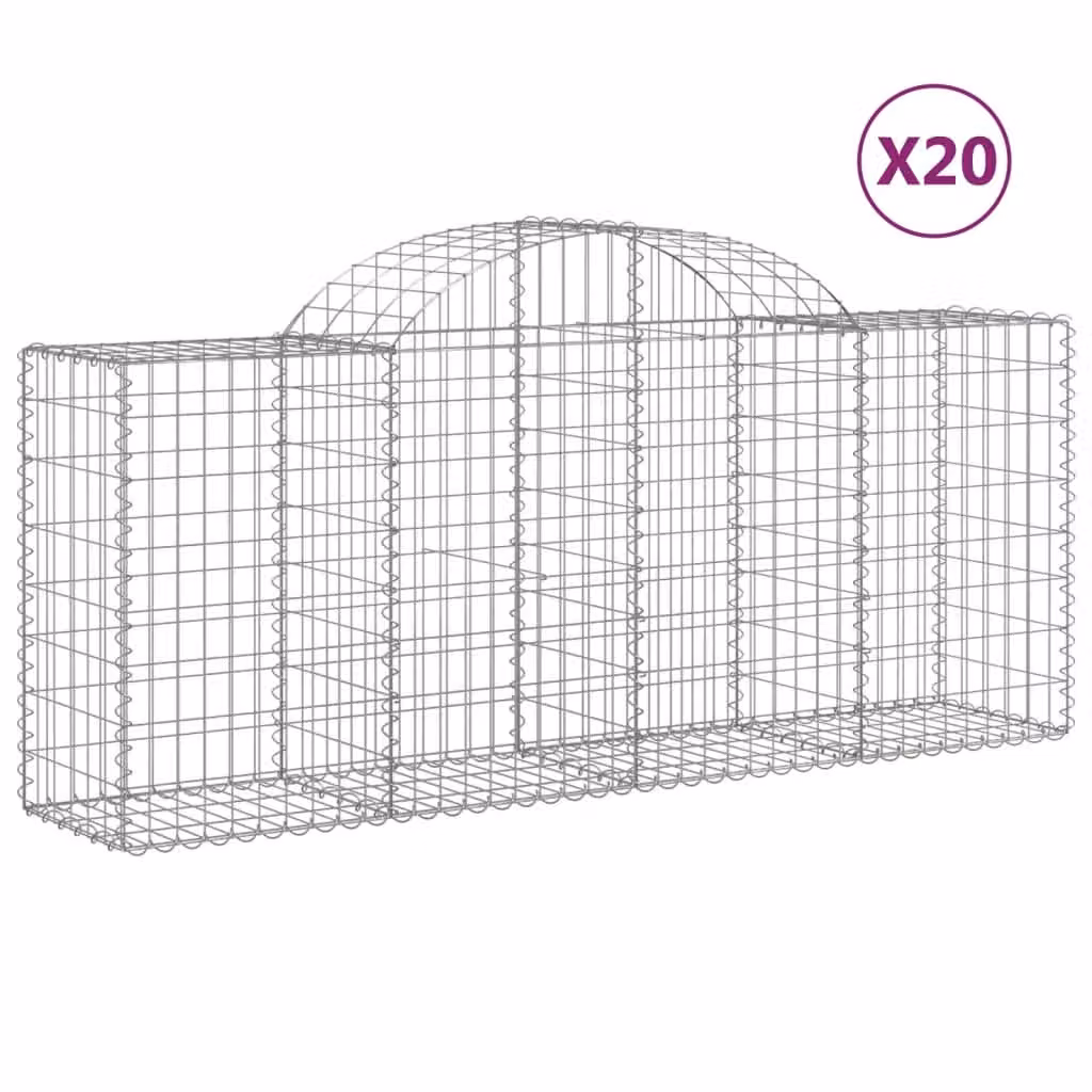 Cesti Gabbioni ad Arco 20 pz 200x50x80/100 cm Ferro Zincato