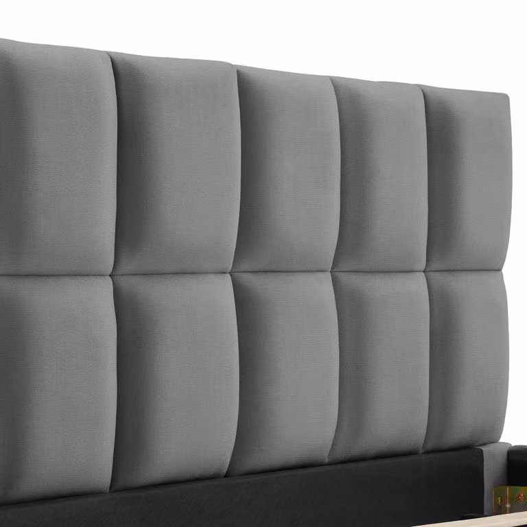 Letto imbottito Shirley tectake con rete a doghe in velluto grigio scuro L/P/H: 220 x 180 x 93 cm