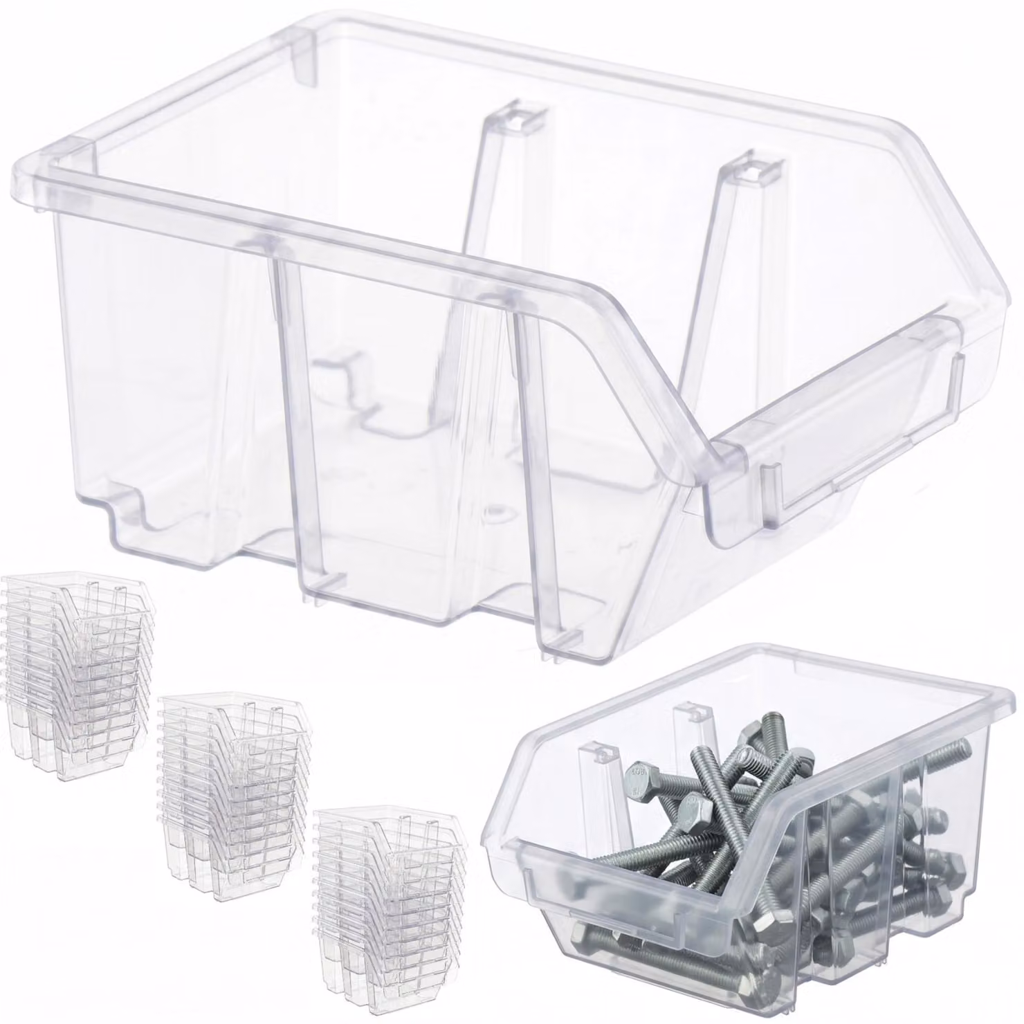 botle 30x scatola per smistamento, scatola da magazzino, scatola impilabile, cassetta impilabile da officina, contenitore a vista, scatola trasparente 11,5x8,5x6 cm, scatola per smistamento, scatola in plastica, cassetta per garage, cassetta per attrezzi
