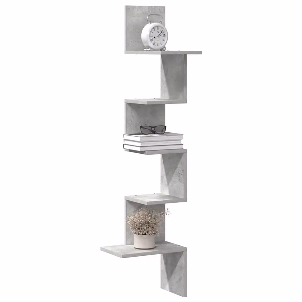 Scaffale angolare da muro vidaXL moderno in MDF grigio L/P/H: 32 x 32 x 127,5 cm