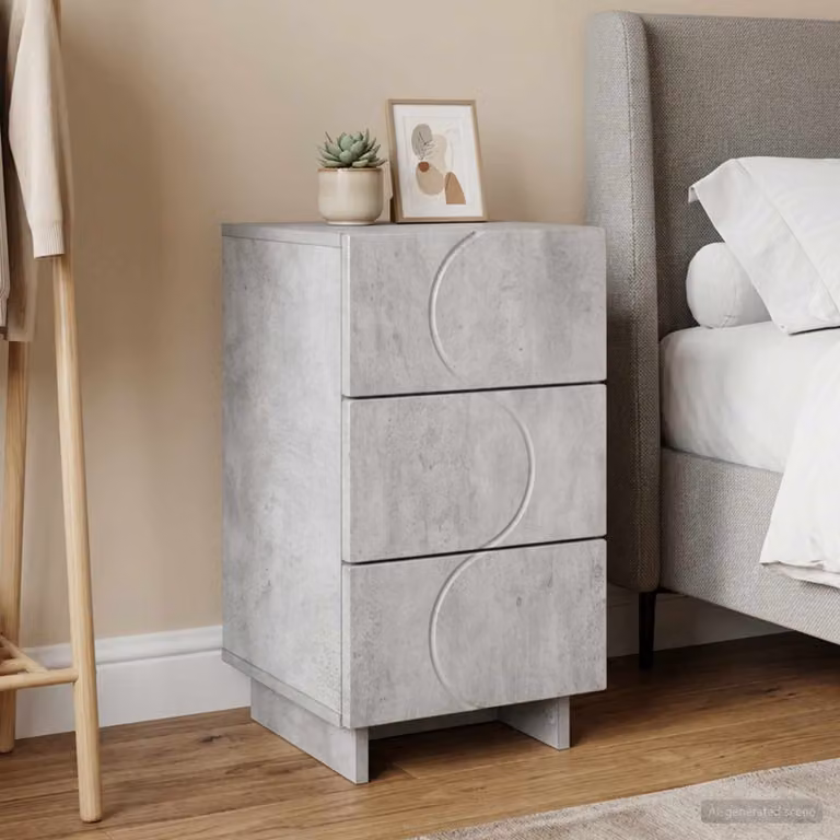 Comodino vidaXL in legno composito grigio cemento, L 33,5 x P 34,5 x H 60 cm