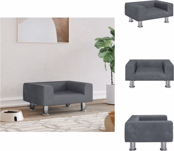 vidaXL Letto per cani grigio scuro 50x40x26,5 cm in velluto - Letti per cani