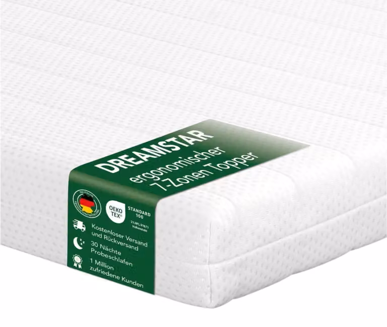Coprimaterasso ergonomico a 7 zone da 10 cm | H2&H3 | 80 x 200 cm | Coprimaterasso | DREAMSTAR Easy Flex
