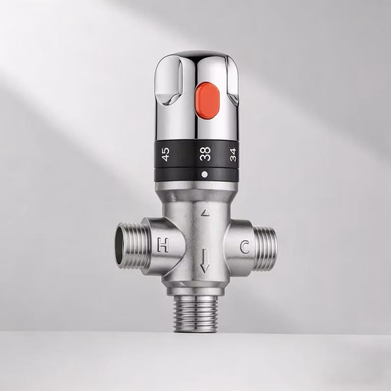 Solidchoice - Valvola termostatica di miscelazione per sistema doccia - Ottone massiccio, finitura cromata