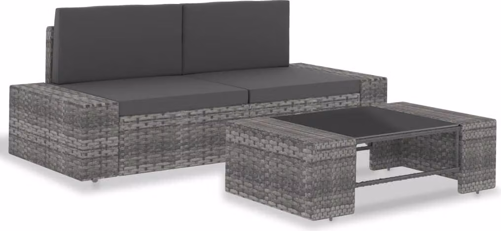 Maison Exclusive - Set da giardino per relax, composto da 3 pezzi, in rattan sintetico grigio