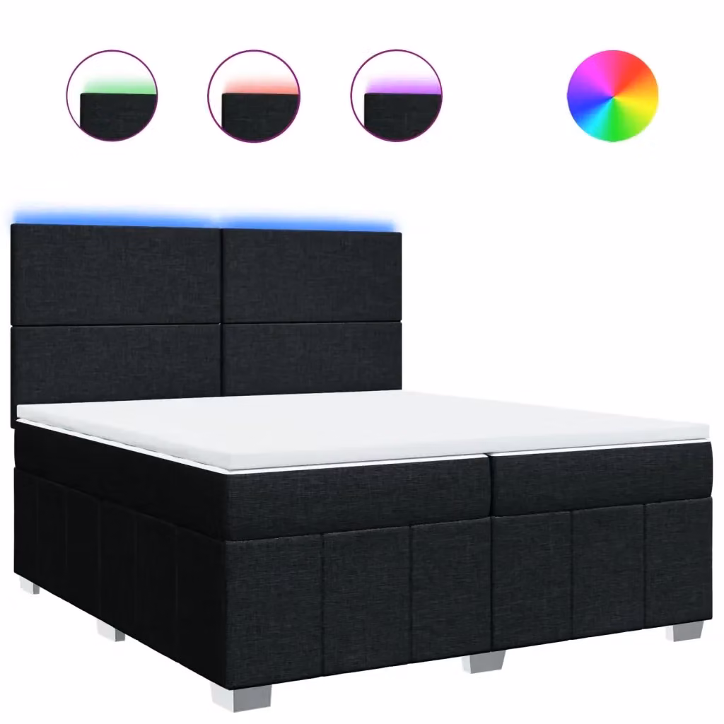 Letto Ibrido vidaXL con Materasso a Molle e Schiuma, Colore Nero e Bianco, L/P: 200 x 200 cm – 2