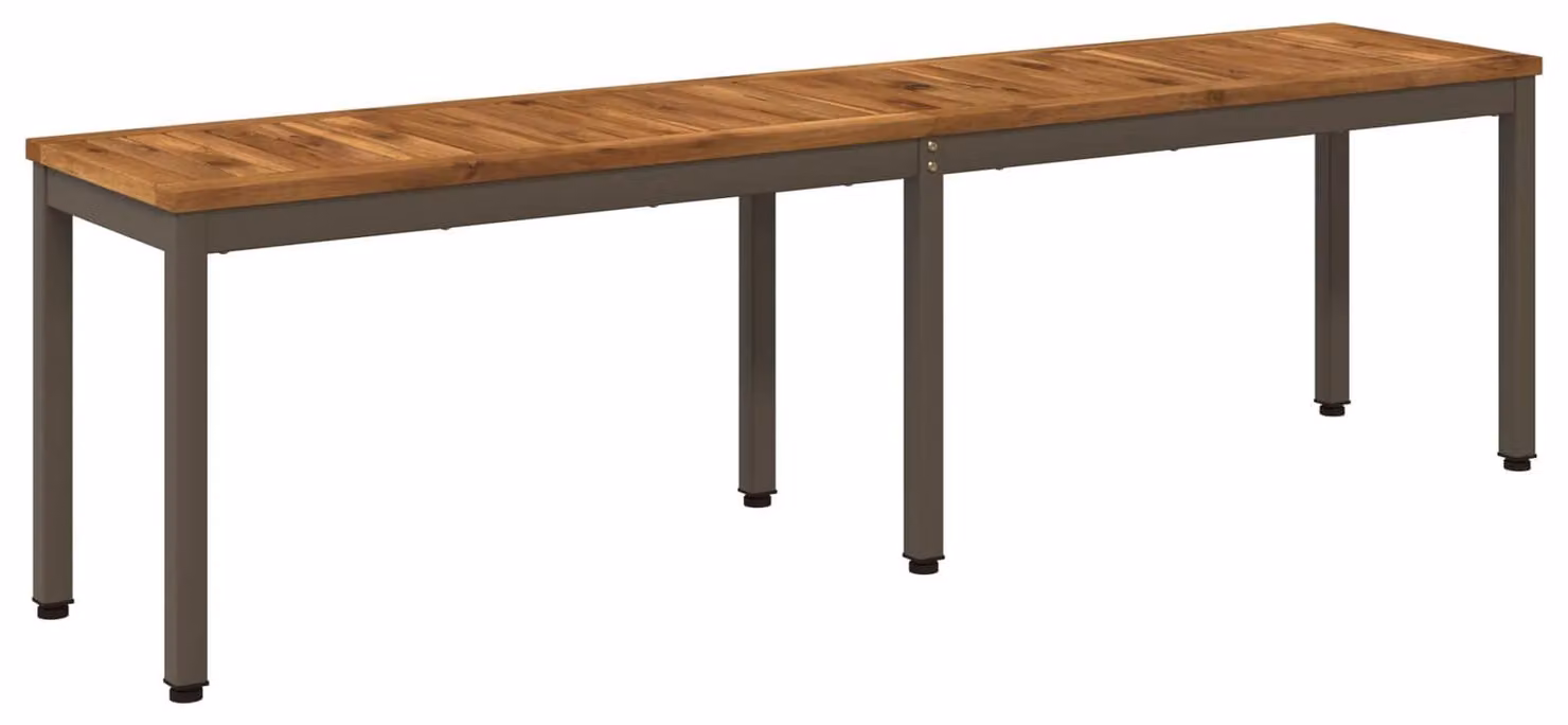 Panca da giardino, dimensioni 161 x 35 x 45 cm, realizzata in legno massello di acacia, finitura naturale e color caffè