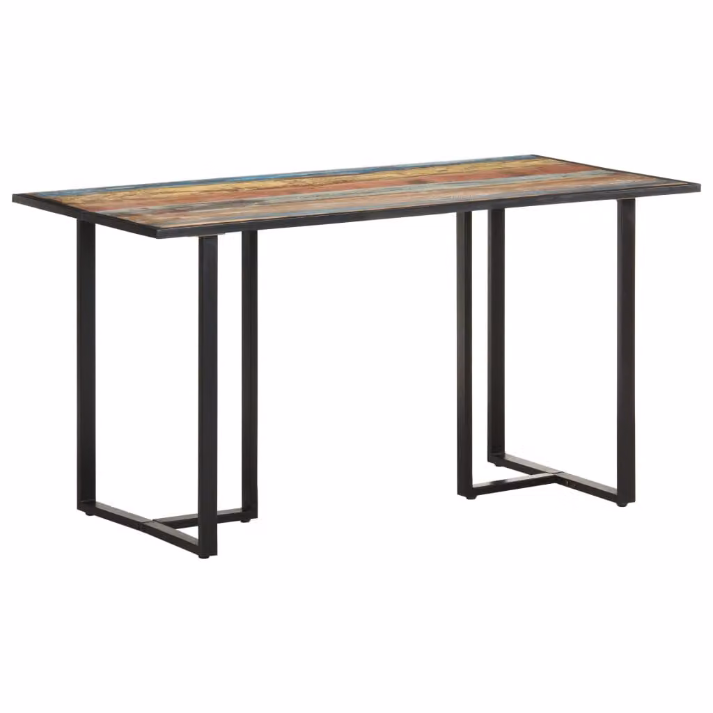 Tavolo da pranzo "Patersberg" in acciaio, legno massiccio anticato, nero. Dimensioni (L/A) 140x70x76 cm