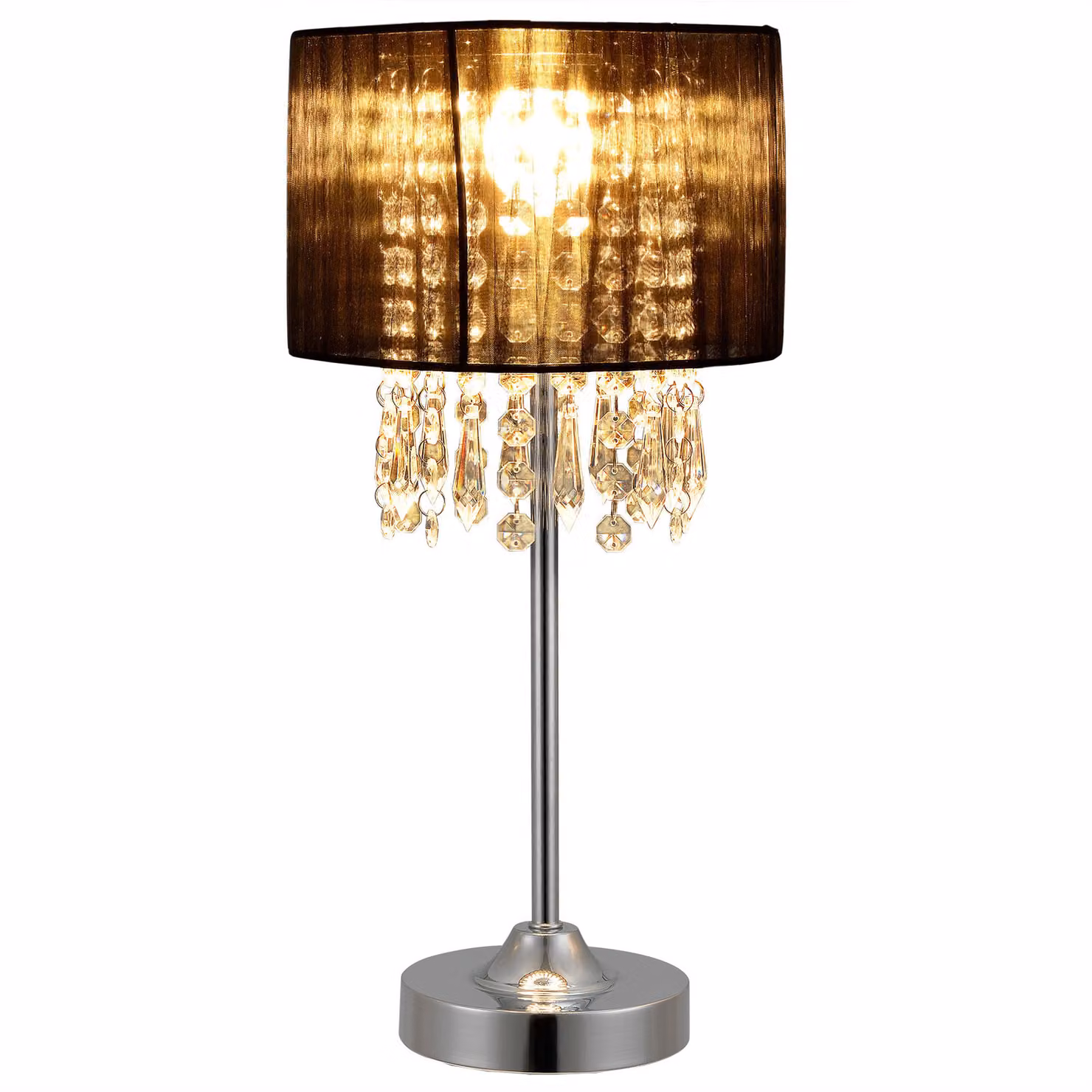 Lampada da tavolo nera [40 cm x Ø20 cm] Lampada da tavolo in cristallo lampada tessile [lux.pro]