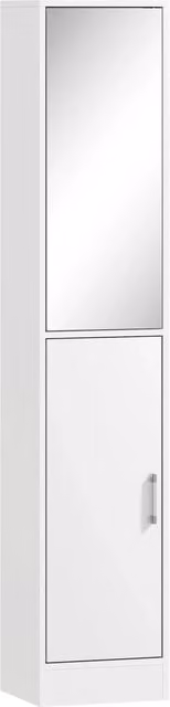 Colonna da bagno 32 x 28 x 162 cm specchio integrato ripiani regolabili pulito moderno in truciolare bianco 21_0001906