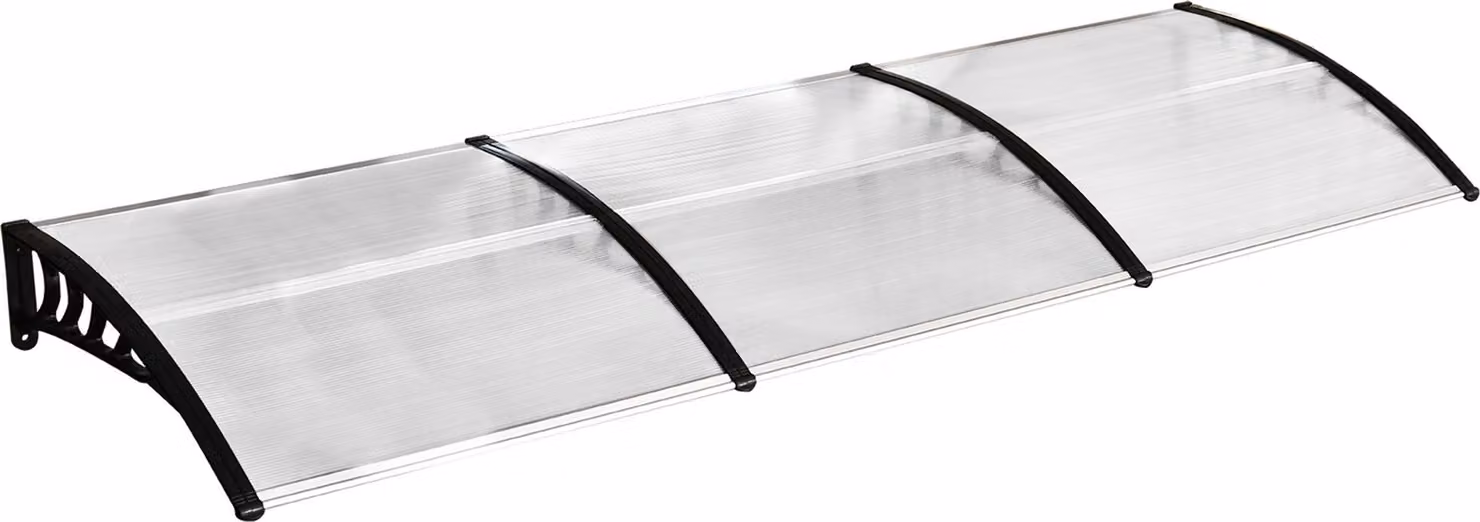 Fortuna Lai Tettoia per porta d'ingresso 90 x 295 cm, tettoia ad arco con protezione UV, tettoia per porta d'ingresso Protezione solare in policarbonato Protezione dalla pioggia