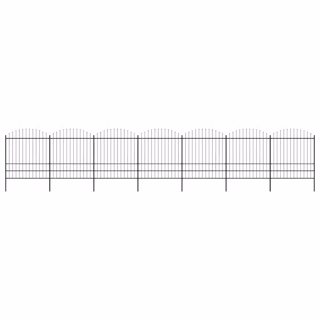 Recinzione da giardino vidaXL con punta a lancia in acciaio nero L: 1172 cm, H: 200 cm
