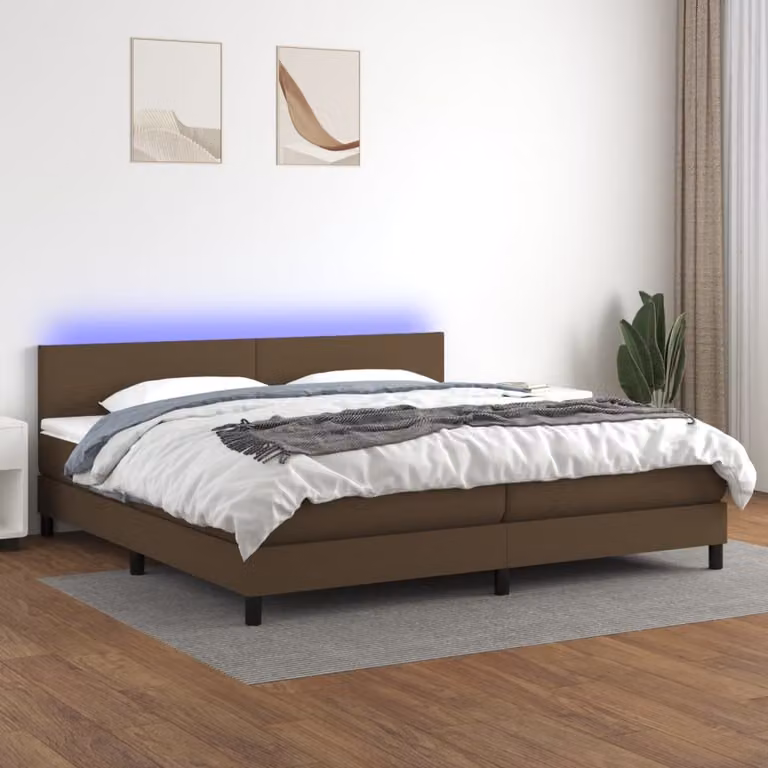 Maison Exclusive - Letto a Molle Materasso e LED Marronescuro 200x200cm in Tessuto
