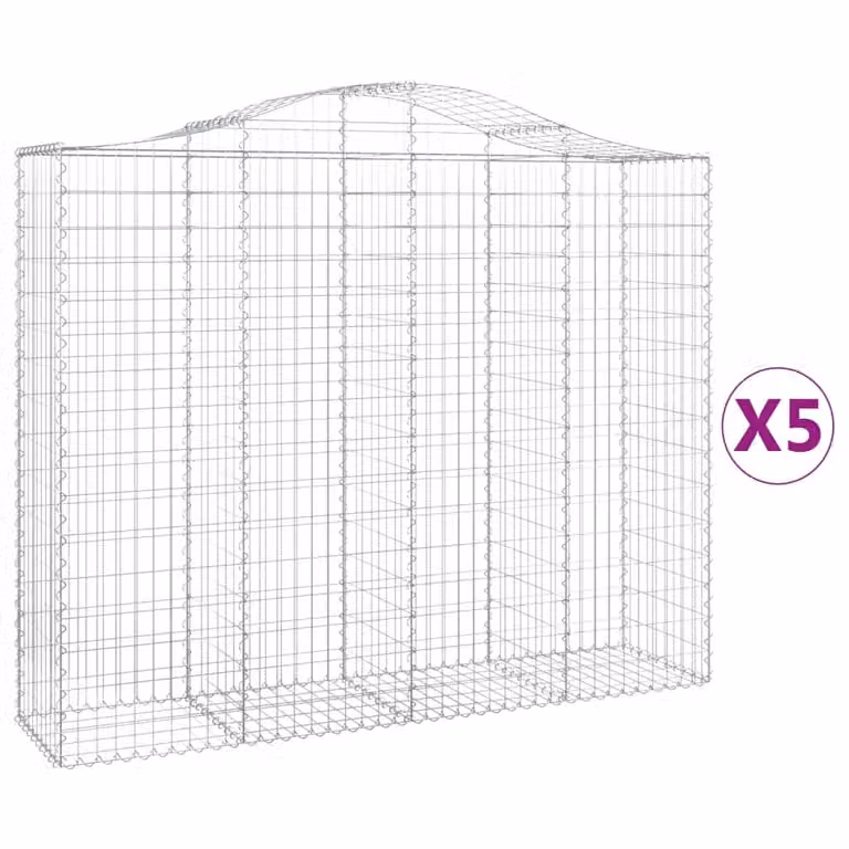 Cesti Gabbioni ad Arco 5 pz 200x50x160/180 cm Ferro Zincato