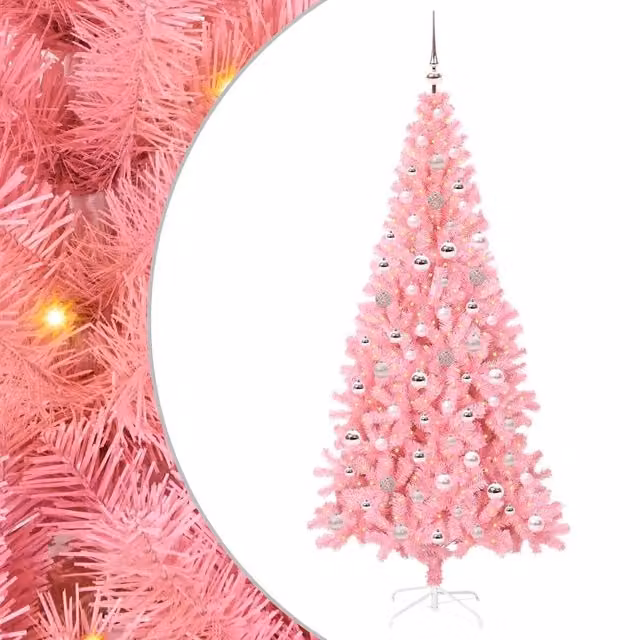 Albero di Natale con 300 LED con supporto-Luci decorative natalizie Rosa 240 cm PVC 162994