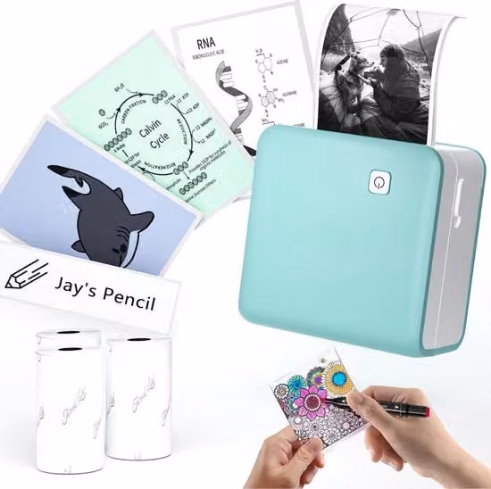 Stampante Termica Portatile Phomemo con Bluetooth e USB-C, Funzioni di Stampa e Scansione, Colore Turchese