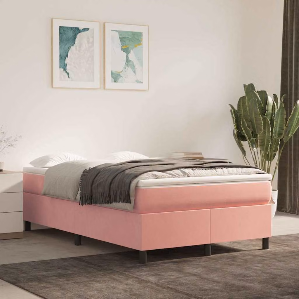 vidaXL Struttura Letto a Rete Imbottita in Velluto Rosa L: 120 cm, P: 200 cm, H: 35 cm