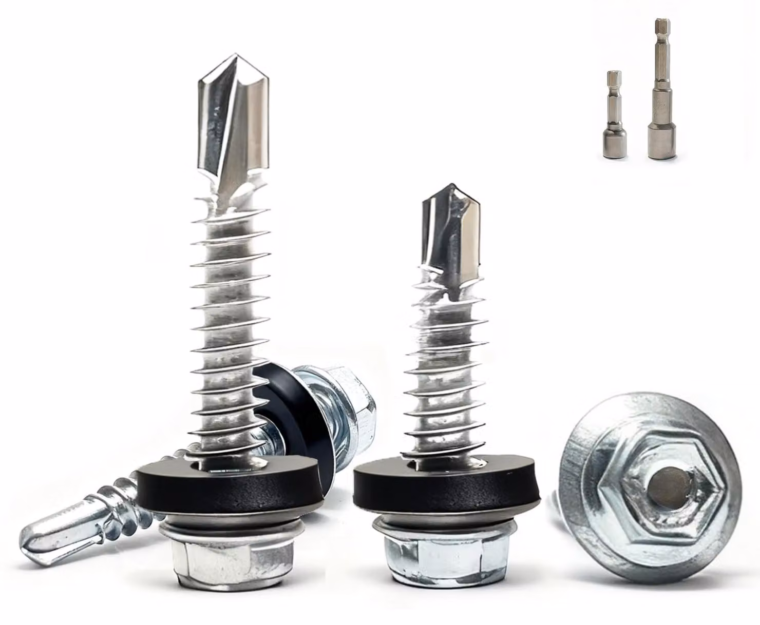300 viti autoperforanti da 4,8 x 16 mm con guarnizione e set di punte