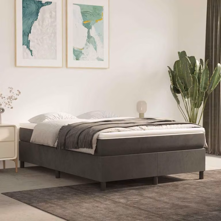 Struttura Letto con Rete a Doghe Cambrate vidaXL in Velluto Grigio, L 140 cm x P 190 cm