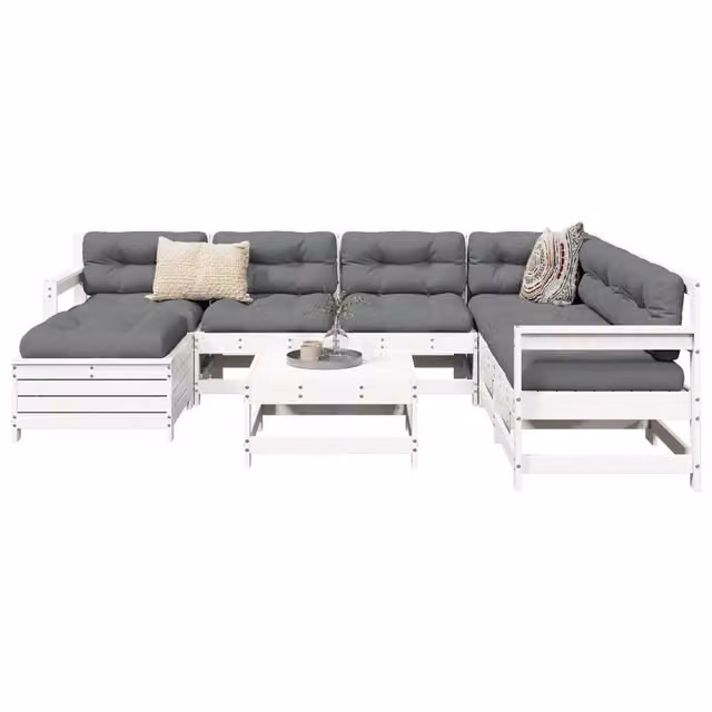 Set Divani da Giardino 8 pz in Legno Massello di Pino Bianco 3250581