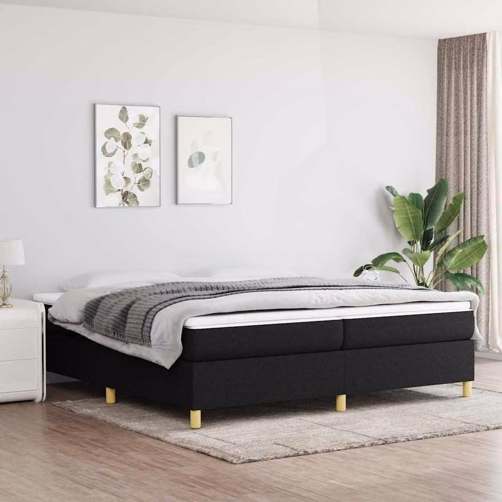 vidaXL Struttura Letto Imbottita in Tessuto Nero con Doghe a Rete con L/P: 200 x 200 cm
