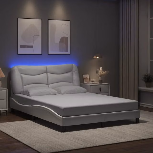 Letto contenitore con LED e porta di ricarica USB vidaXL Hvar Bianco L/P/H: 140 x 190 x 74,5 cm