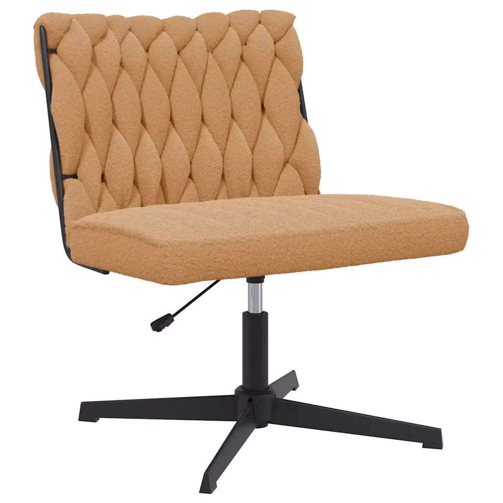 Sedia da Ufficio Girevole vidaXL in Tessuto Beige Effetto Lana per Home Office e Cucina – 2