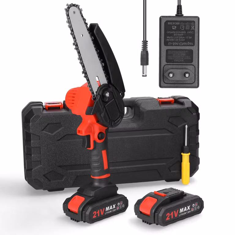 Sega elettrica portatile da 6 pollici a 21 V, piccola motosega per spaccare la legna, motore a spazzole, utensile per la lavorazione del legno utilizzabile con una sola mano, ideale per giardini e frutteti