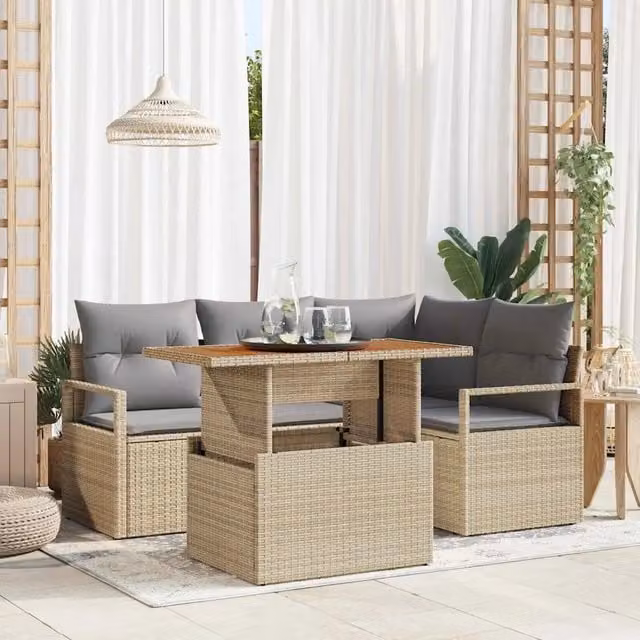 Set Divano da Giardino 5 pz 4-Numero di posti Beige e grigio 3349706