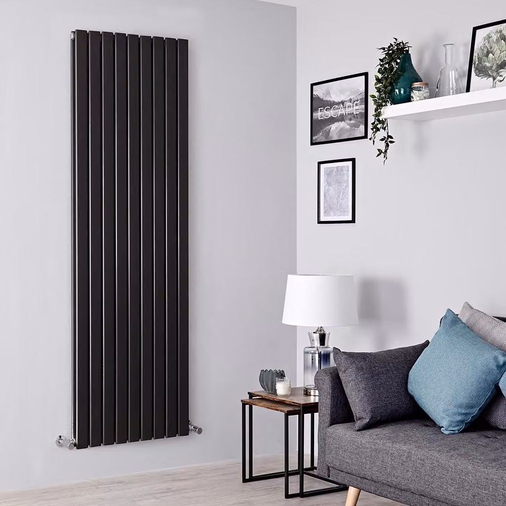Radiatore Verticale Design Nero Colonne Piatte 1780x630mm - Pannello Doppio - Stile Moderno