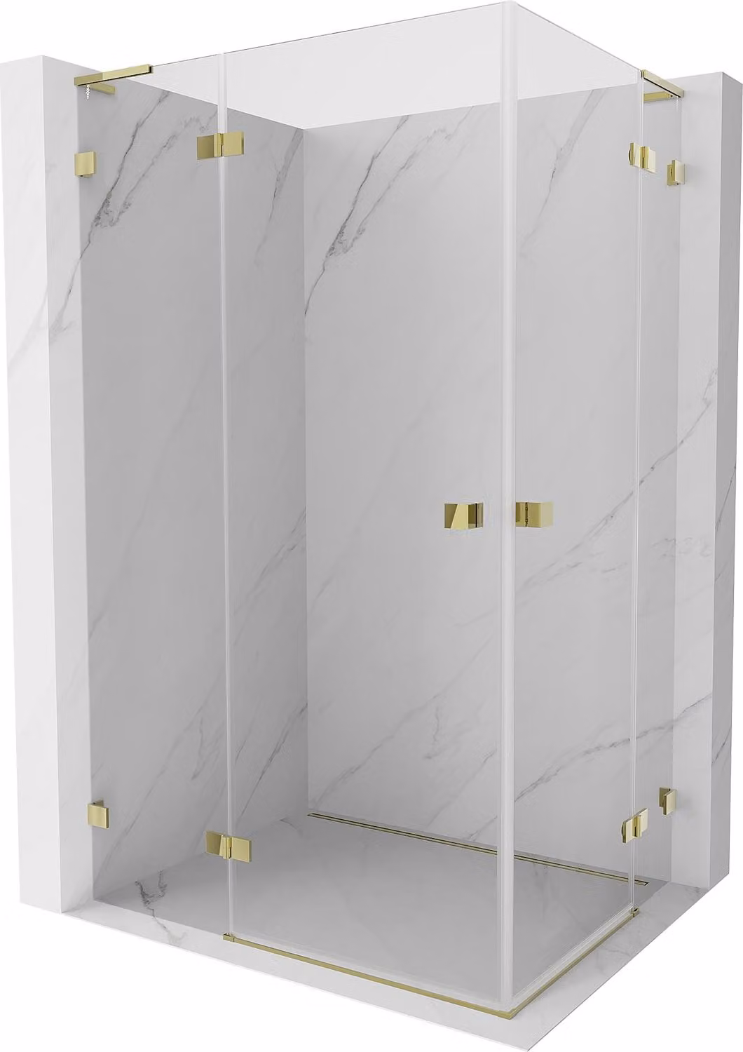 Mexen Lunar L Duo cabina doccia con porta a battente sinistra 120 x 95 cm, trasparente, oro - 834L-120L-095P-50-00