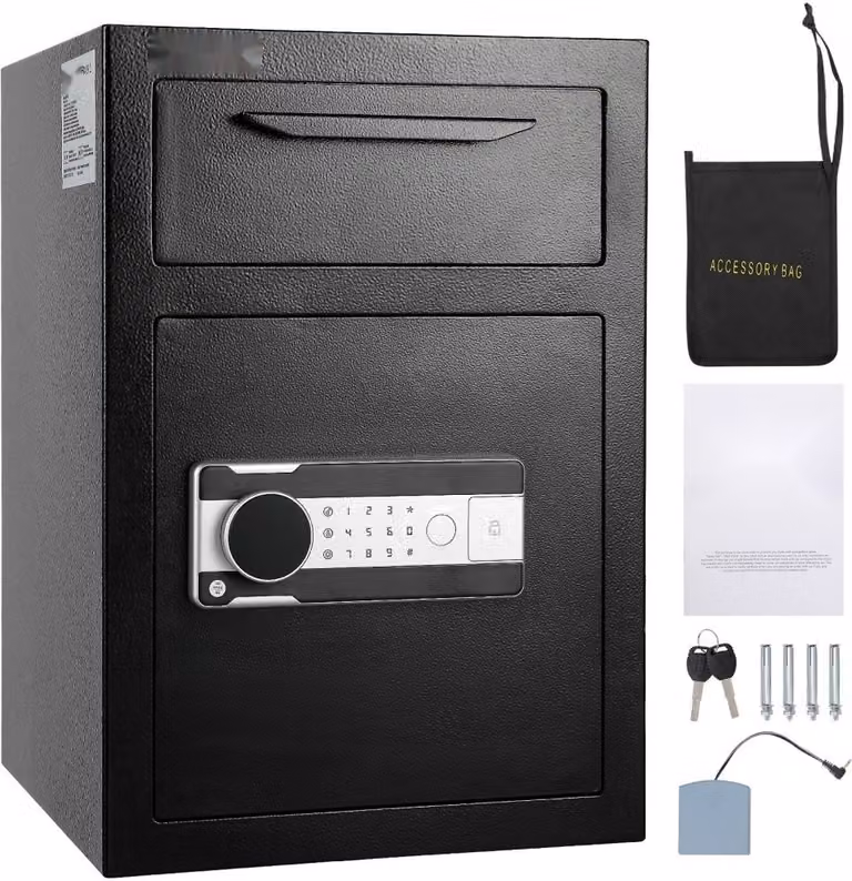 Cassaforte a scomparsa 2,5 L - Armadio di sicurezza a scomparsa con serratura a codice elettronico - 2 chiavi di emergenza - 355 x 355 x 515 mm - Cassaforte aziendale per contanti - Ufficio, casa, hotel.