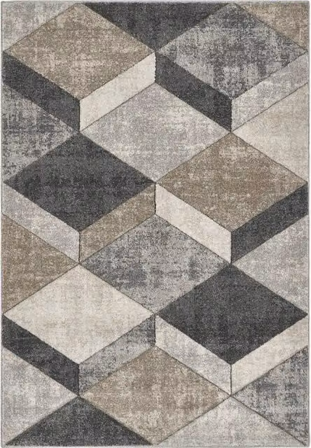 Tappeto FUNNY F8521 grigio beige cm.240x340 moderno optical effetto 3D