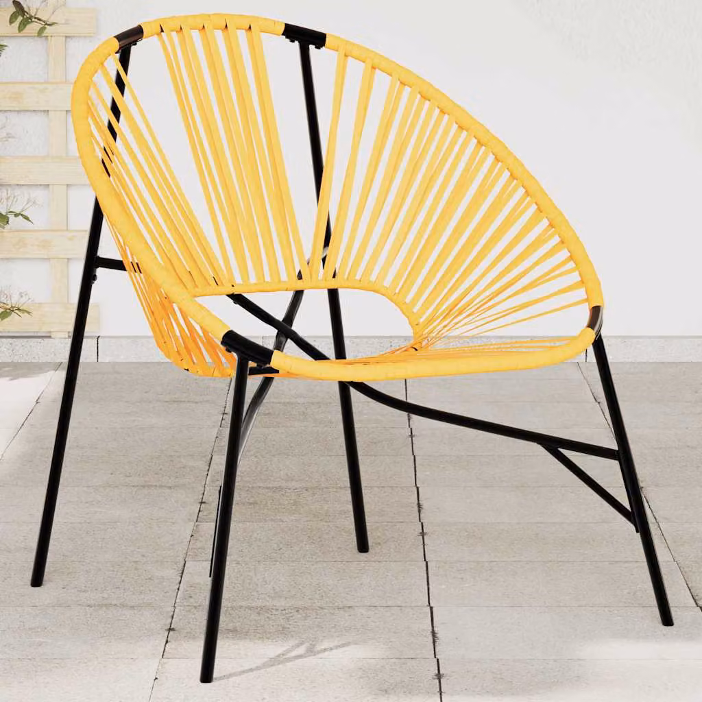 Sedia da giardino a uovo vidaXL in polyrattan nero e giallo con braccioli