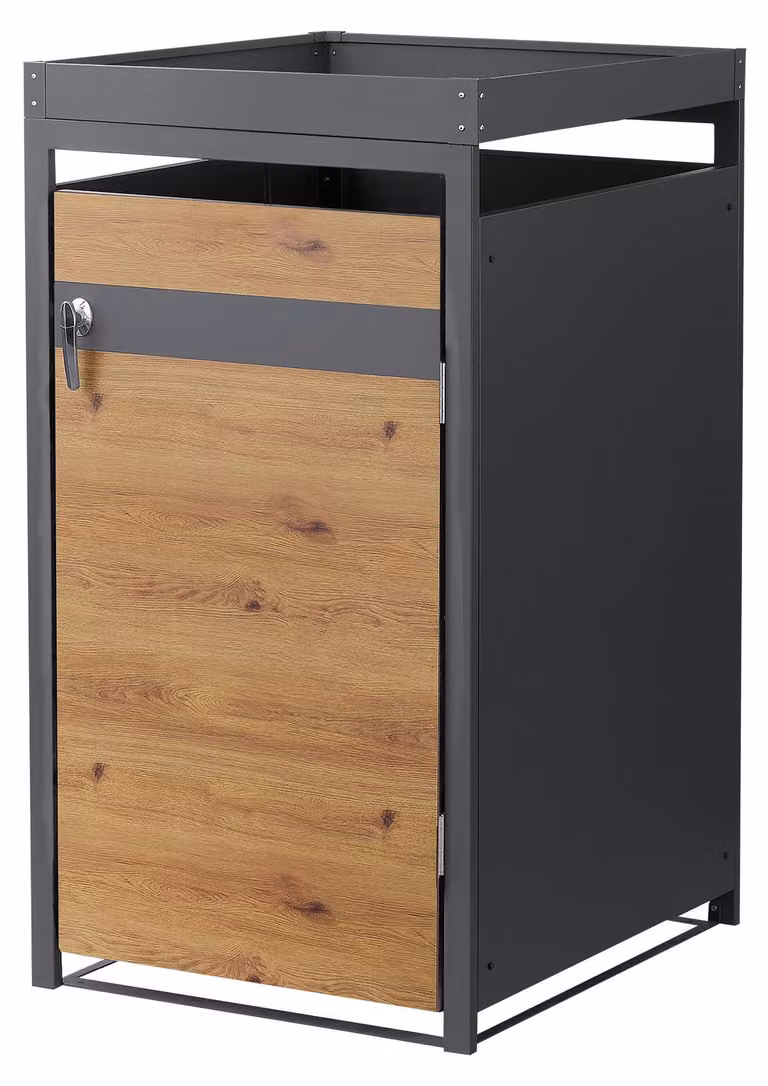 ML-Design cassonetto per rifiuti con copertura vegetale per 1 cassonetto 240L 68x80x124 cm acciaio