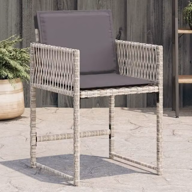 Set di 4 sedie da giardino vidaXL in polyrattan con cuscini grigio antracite e braccioli – 1