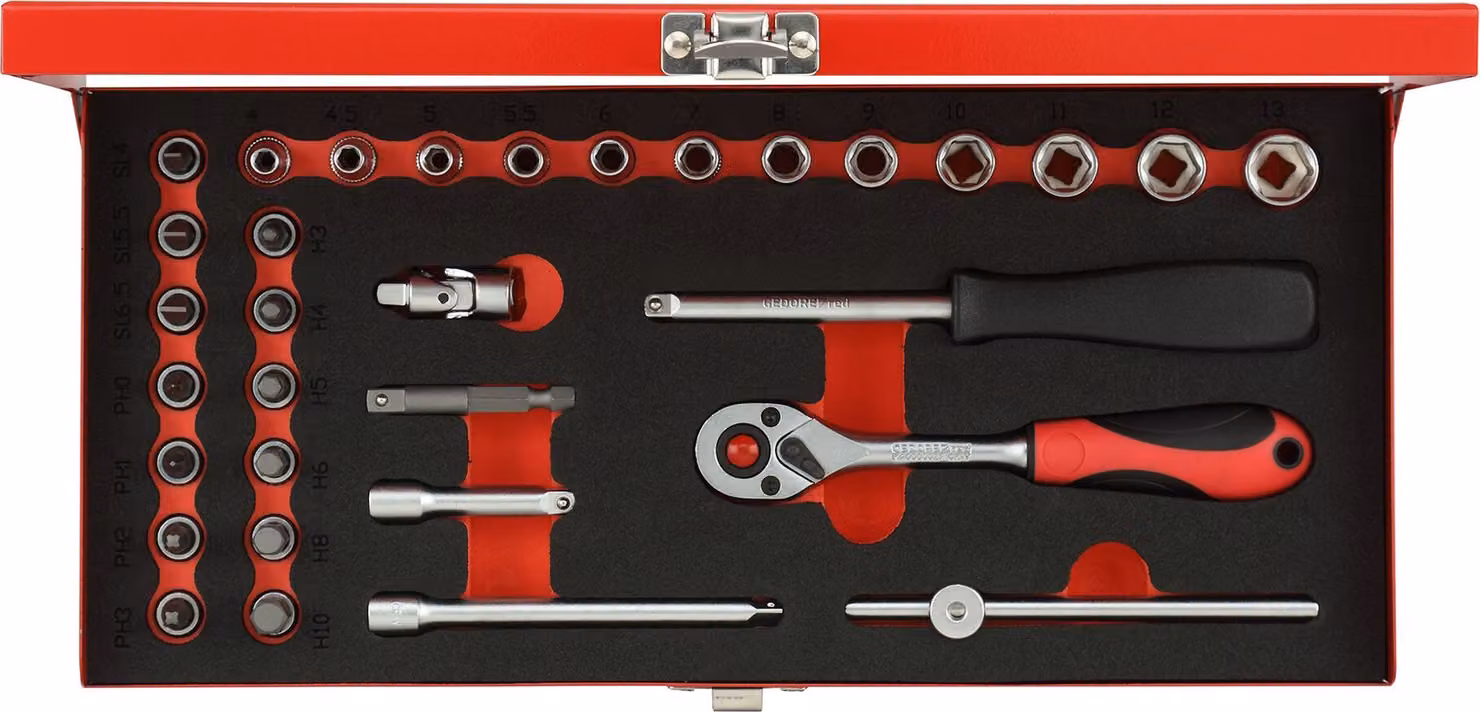 GEDORE red R49004033 Set di chiavi a bussola 1/4" 4-13mm 32 pezzi, 3300000