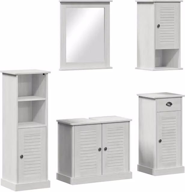 Set di mobili per il Bagno | Armadio da bagno con porta VIGO 5 pz Bianco Antico
