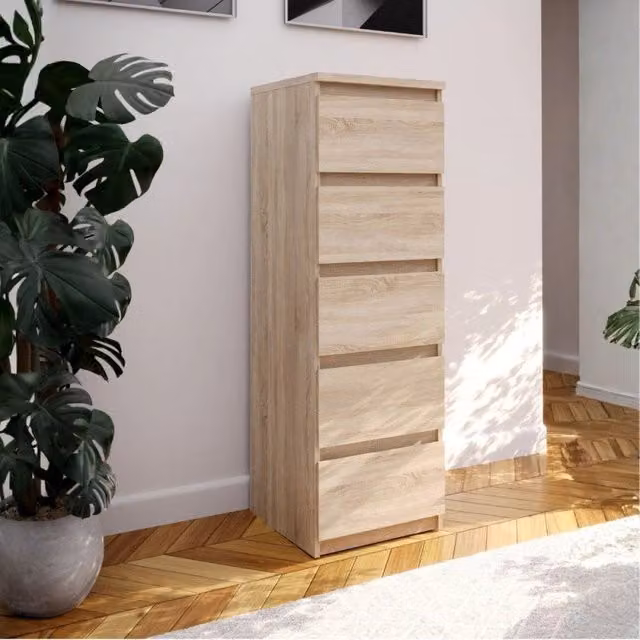 Cassettiera Morgan 5 cassetti 41.8 x 42.2 x H 128 cm. colore rovere